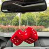 Meerkleurige Nieuwjaarsdobbelstenen Leuke Achteruitkijkspiegels Styling Auto Achteruitkijkspiegel Hanger Pluizige Dobbelstenen Hangend Ornament Decoratie Cadeaus