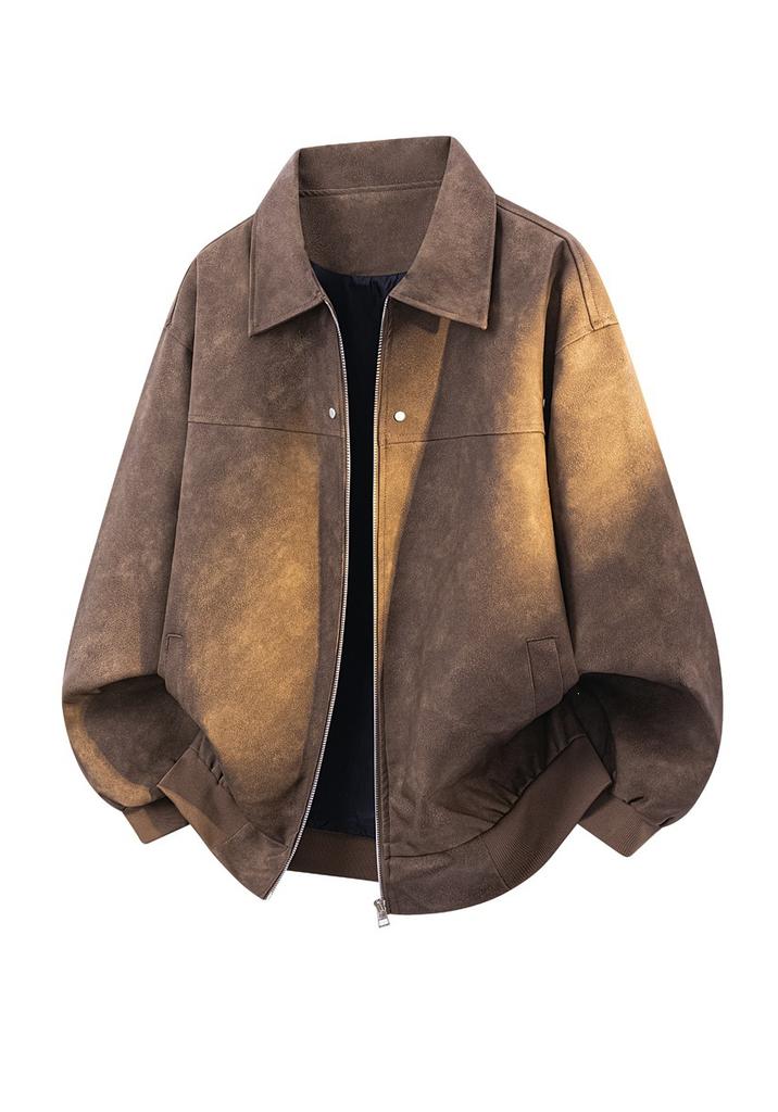 Autumn and winter jacket men's new ruffian handsome trendy brand American lapel pu leather jacket velvet men's top coat