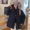 Tooling Parker cotton clothes women's winter design sense medium and long hooded big fur collar thickened loose cotton coat