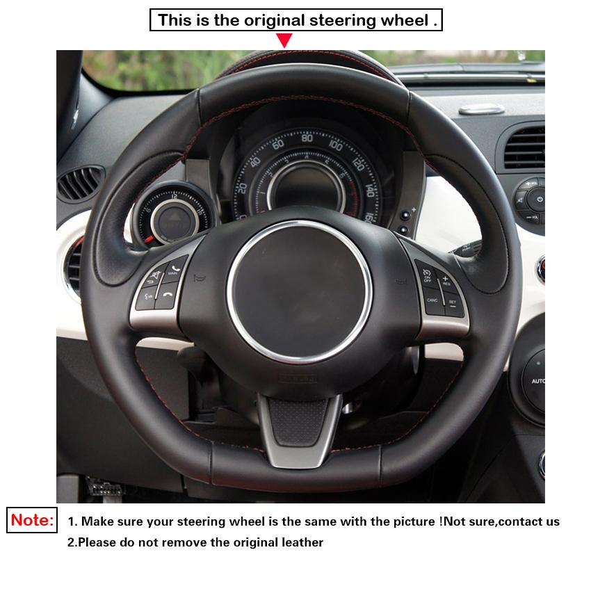 Black Suede No-slip Car Steering Wheel Cover For Abarth 500 500C 595 595C Fiat 500 500C GQ/S/S Linea 2009-2016