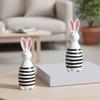 Wooden Bunnies Figurine Easter Rabbit Statue Indoor Easter Decoration Modern Art Spring Home Decors,Bunnies Sculpture