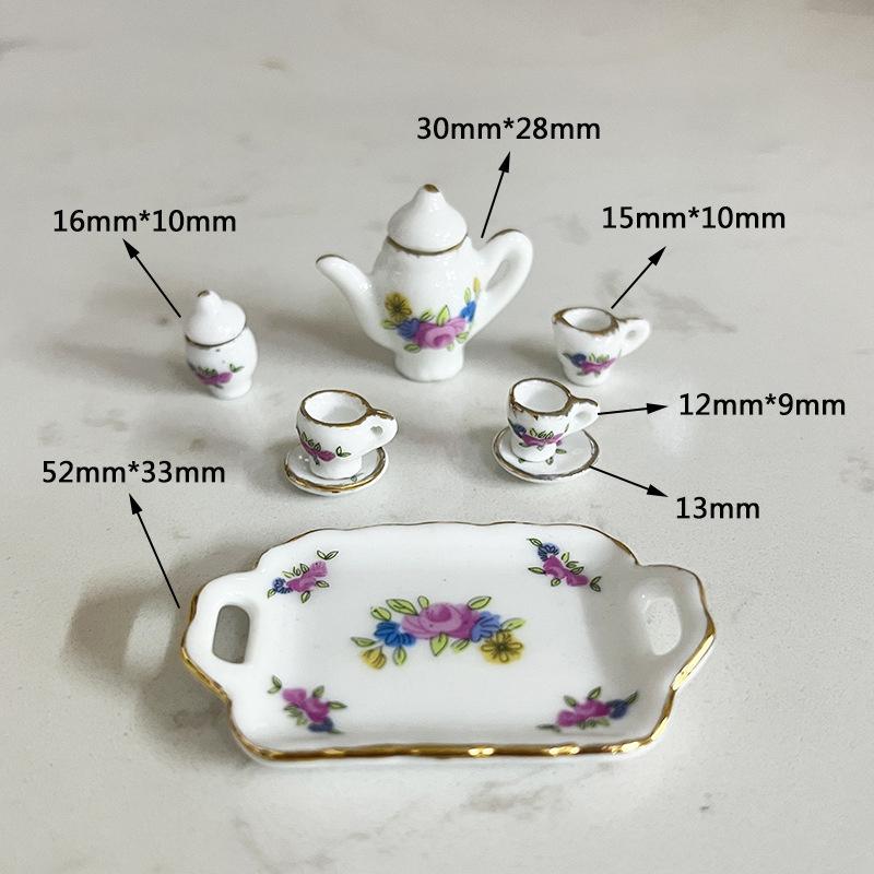 1 Set Miniature Tableware Pretend Play Toy 1:12 Dollhouse Mini Kitchen Ceramic Tea Cup For Doll Accessories