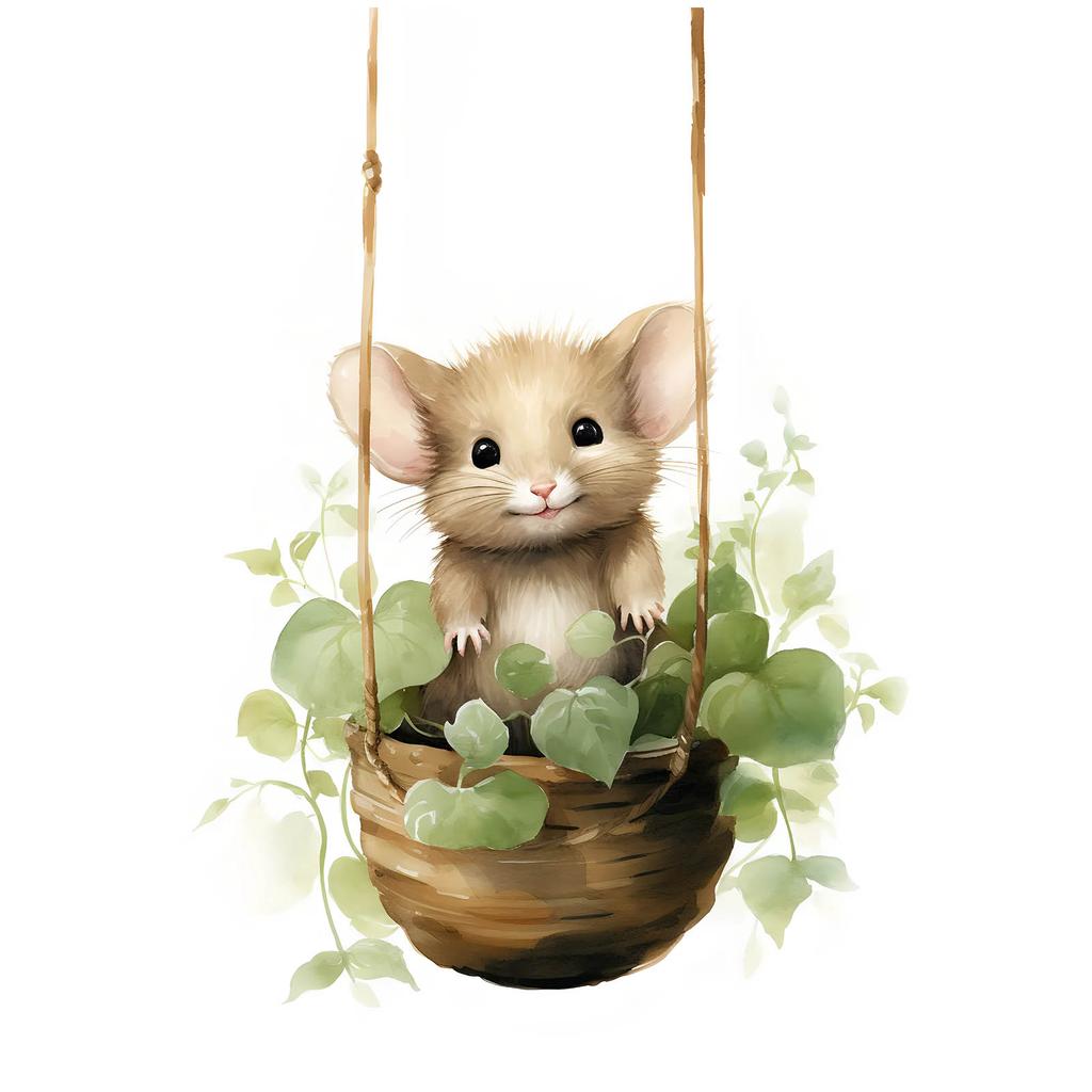Mouse On a Swing Mouse On a Swing, 40X50 Cm, Frameless, Matte Paper 230 Gsm