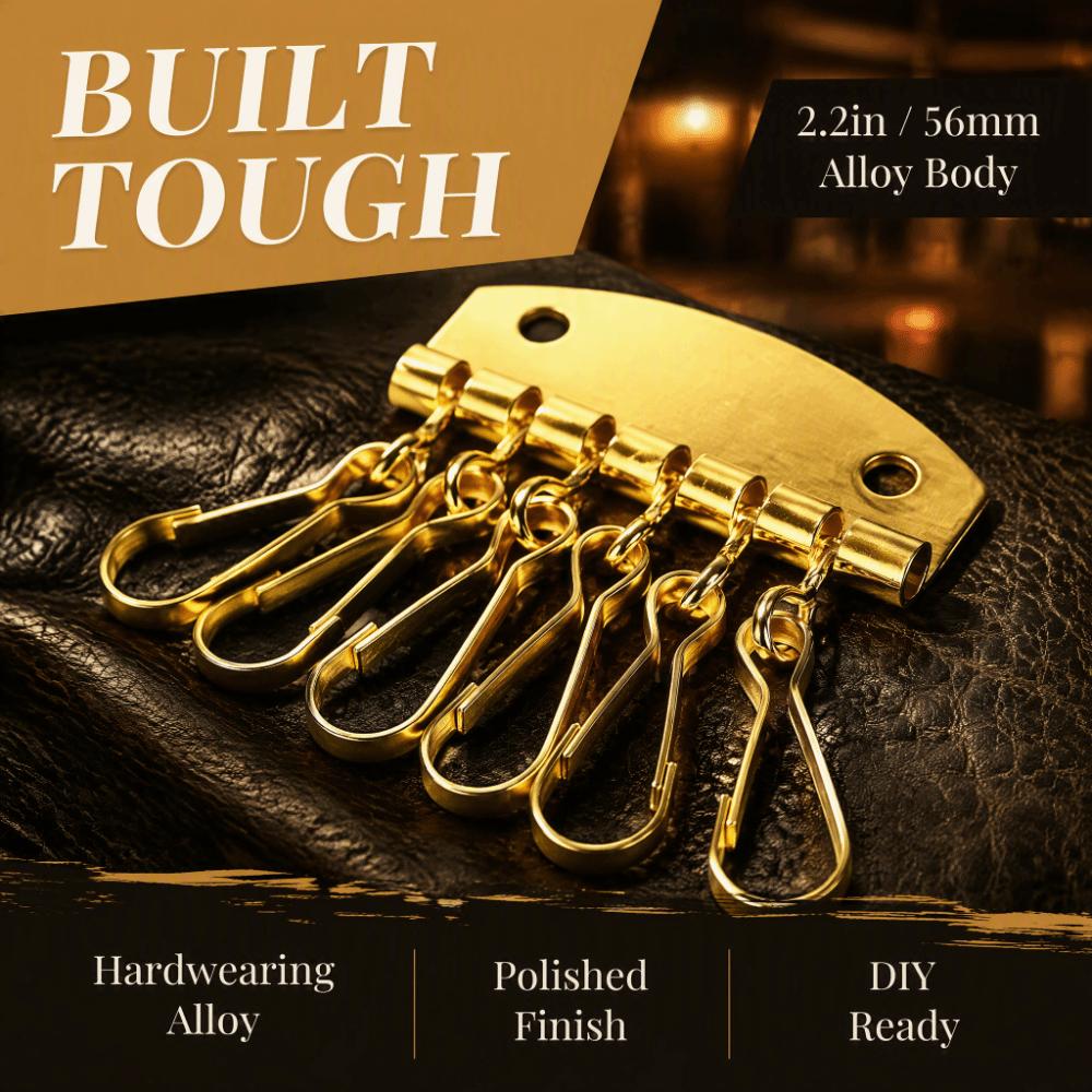 6 Hooks Clasp Clip Leather Keychain Gold/Bronze Color Key Row Wallet  For DIY Crafting