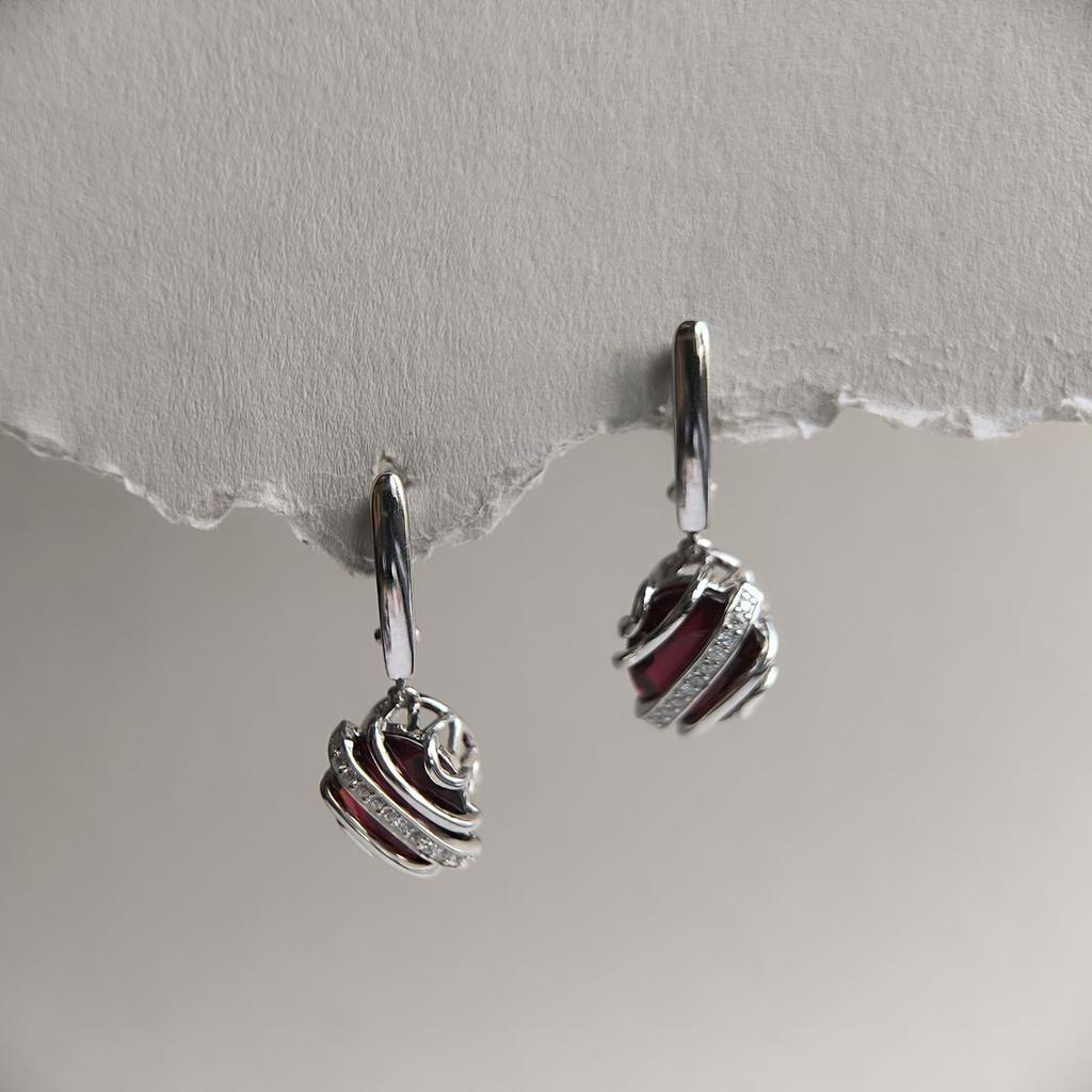 Серебряные серьги с натуральным гранатом 8.463ct (2182221)