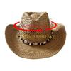 49MD Handwoven Straw Hat Sun Protective Hat Roll Brim Straw Hat with Seashells Belt