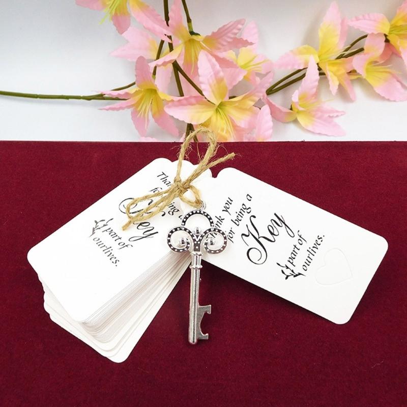 20pcs Skeleton Key Bottle Opener with Card Tag Bridal Shower Party-Favor Souvenir-Gift for Guests Wedding Party Decor