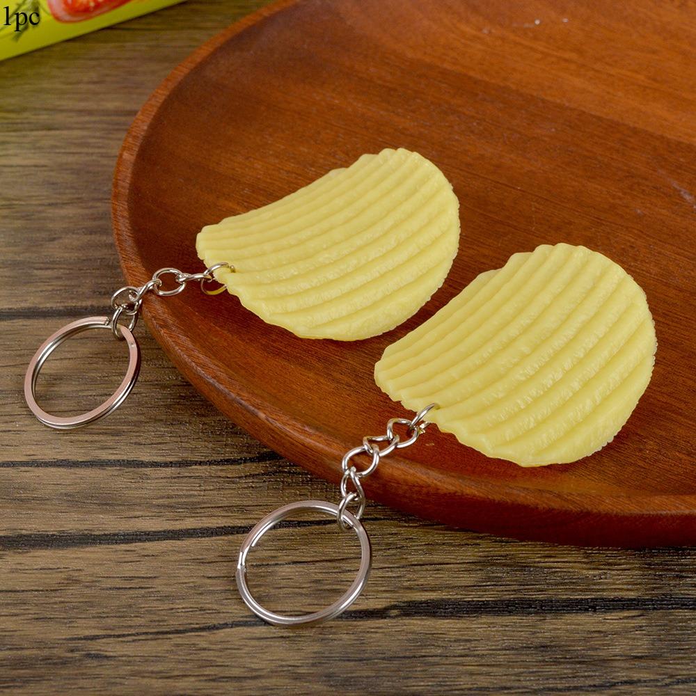 1Pc Simulated Potato Chips Model Simulated Food Snack Potato Chips Props 1:1 Fake Potato Chips Food Game Keychain Pendant