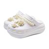 Crocs Crush Clog SIN3A with floral white tea, French romantic pearl hole shoes for men and women in white