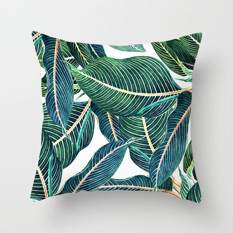 Ins Small Fresh Plant Car Sofa Pillow Cushion Cover Office Printed Lumbar Cushion Home Supplies
