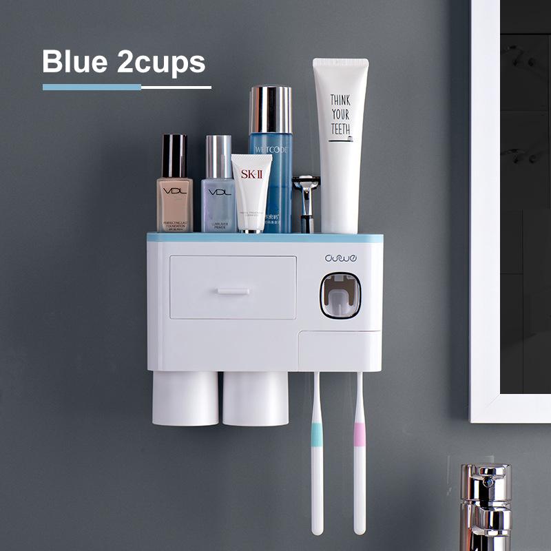 Magnetic Adsorption Inverted Toothbrush Holder 2 Automatic Toothpaste Squeezer Dispenser Storage Rack Bathroom Accessories Set