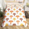 Red Mushroom Kawaii Comforter Set Twin Size Kids Bedding Botanical Plant Print Quilt for Boys Girls Adults