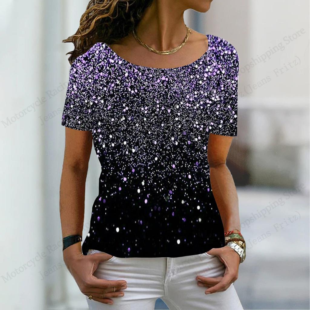 New Vintage Blue Pattern 3d Print Ethnic T-shirt Women Fashion O-Neck Short Sleeve Oversized Casual Tops Tees Female Clothes Y2K