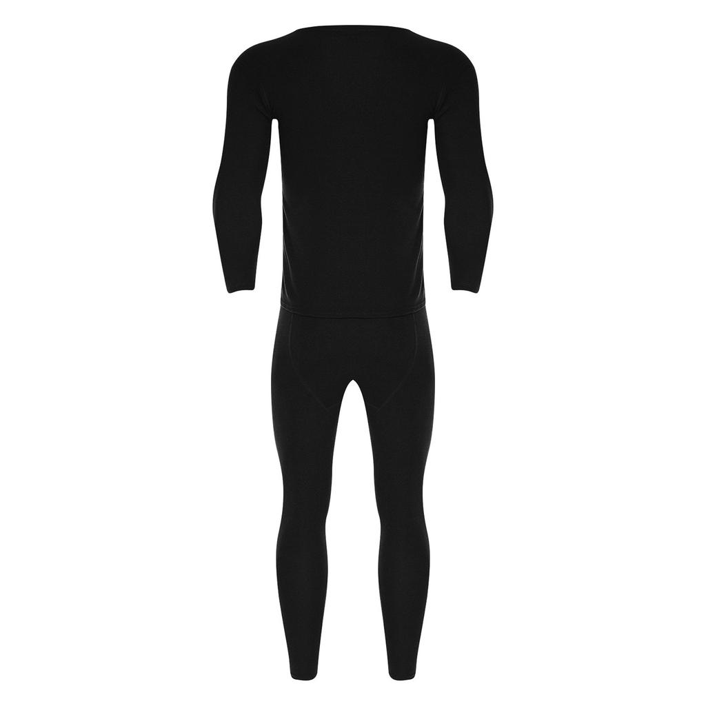 Mens Long Sleeve Round Neck Thermal Underwear Warm Base Layer Soft Breathable Tops Bottom Set Winter Cold Weather Wear