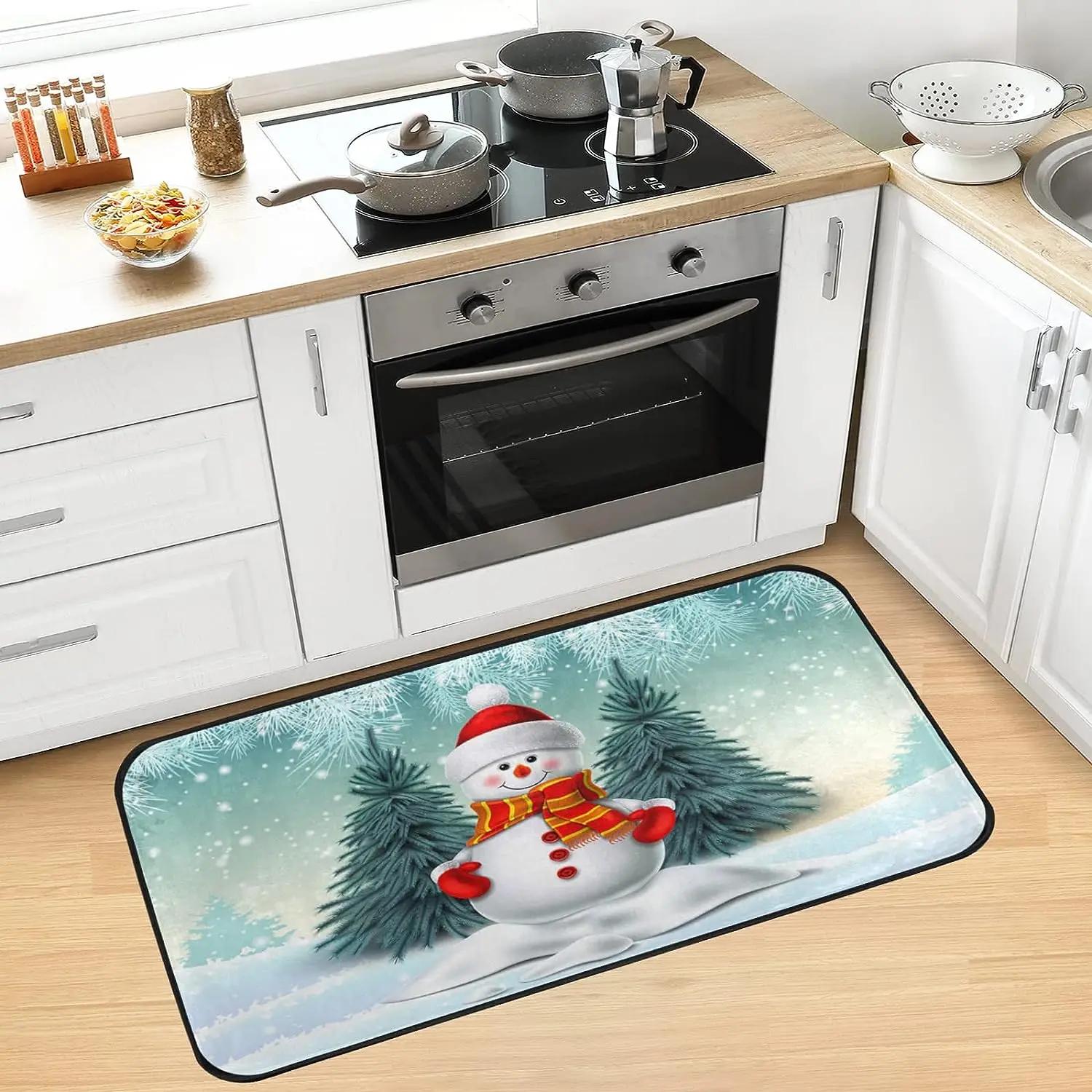 

Рождественская елка Снеговик Кухня Прихожая Балкон Беговые дорожки Ковры Декор Ванная Нескользящий коврик для пола Коврик для спальни Рождественское украшение 40x60cm 16x24inch