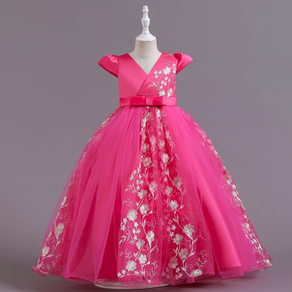 

Детские платья Платья принцесс Платья для детей среднего и большого возраста Свадебные платья Длинная юбка-пачка из сетки для девочек Платья для вечеринок и банкетов 160cm розы красного