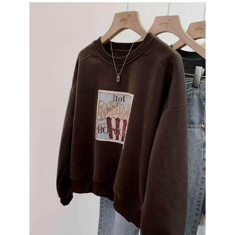 Fashionable Hoodless New Round Neck Baby Soft Sweatshirt Women's Top