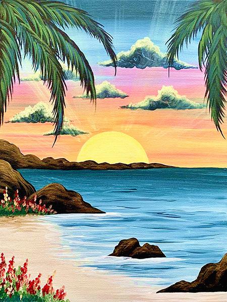 Diy 5d Full Diamond Painting Scenery Embroidery Square Round Drill Sunset Seaside Coconut Tree Mosaic Furniture Decoration Hobby