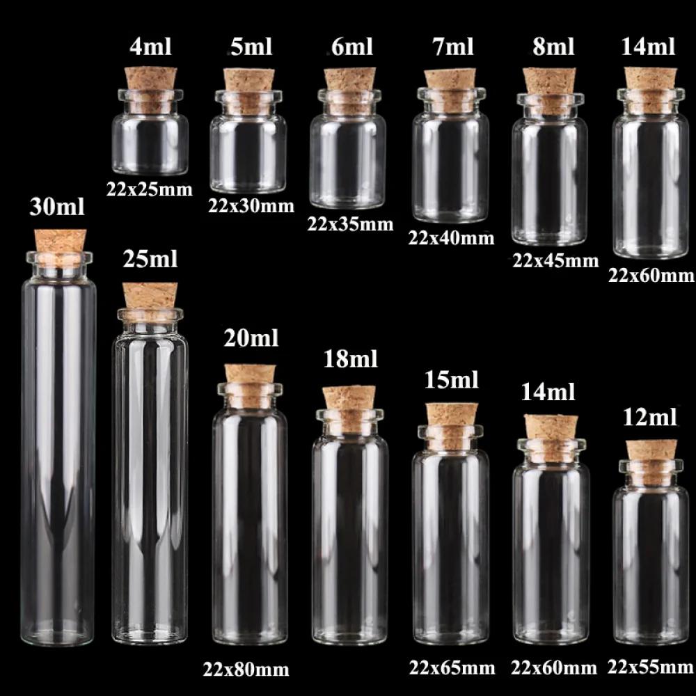 5/10pcs Small Cute Mini Cork Stopper Glass Bottles Vials Jars Containers Small Wishing Bottle Glass With Cork Stopper