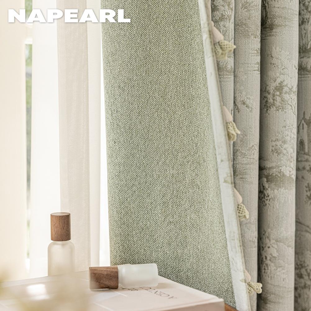 1PC NAPEARL Vintage Rural Blackout Curtains, Handmade Tassel Lace Floor Curtains for Bedroom Living Room Home Decor