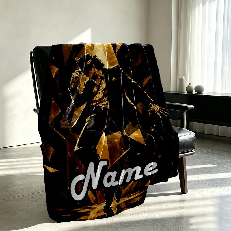 Custom Name Personalized Michael Jackson Print Blanket, Home Decor, Bedroom, Sofa, Camping, Couch, Gifts for Birthday Christmas