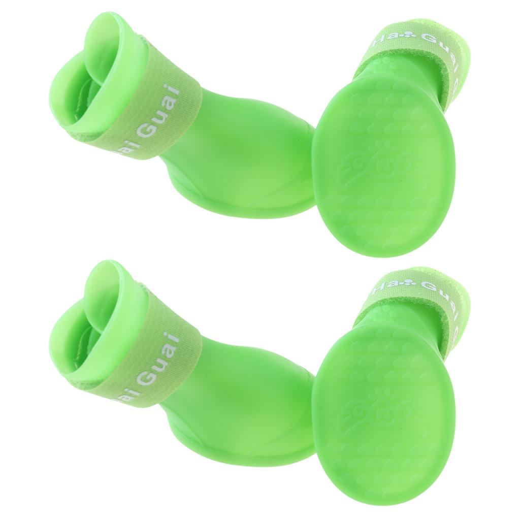 4 Pièces Bottes de Pluie pour Chien Imperméables Chaussures pour Chiot Bottillons en Silicone avec Sangle Réglable Semelles Antidérapantes Chaussures d'Extérieur pour Animaux de Compagnie