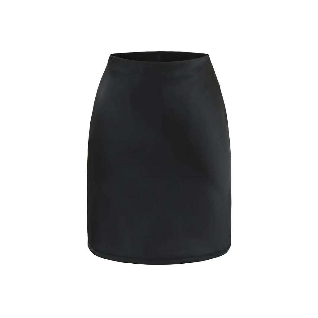2025 Summer French Retro Satin Acetate A-line Mini Skirt with Side Zipper
