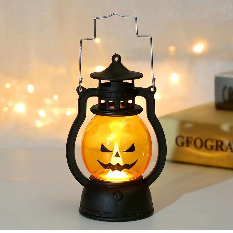 

1-10PCS Halloween Ghost Face Pumpkin Lamp LED Ghost Lamp Candle Light Retro Small Oil Lamp Halloween Party Home Horror Props 1PCS