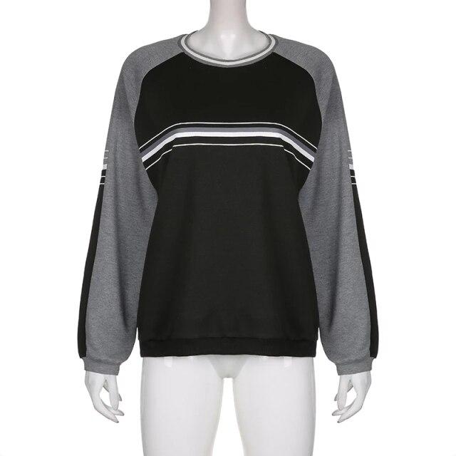 

Контрастные лоскутные толстовки в стиле гранж Harajuku, корейские повседневные новые пуловеры с длинными рукавами, женские толстовки с капюшоном, осенне-зимняя одежда с капюшоном L