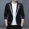 Dar Kesim Erkek Blazer Renk Blok Tek Düğmeli İlkbahar Sonbahar Erkek Günlük Takım Ceket Düğünler Damat Blazer Ceket