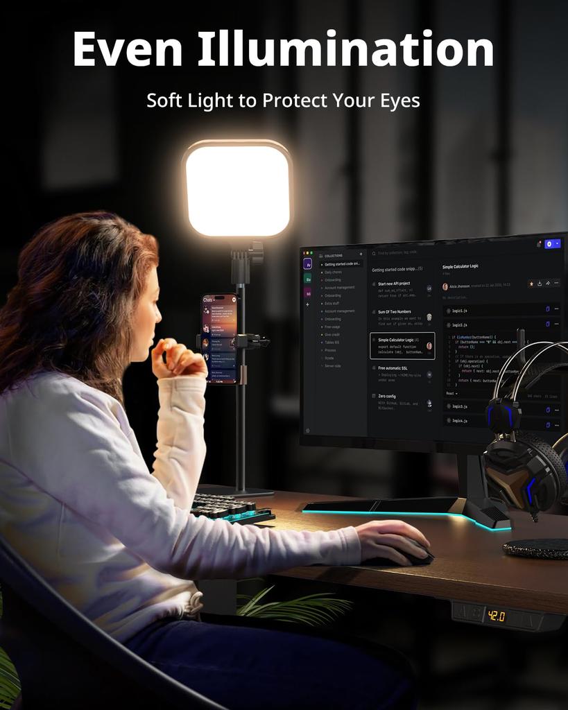 UBeesize Ring Tabletop Light for Surface Low Natural Light for Web Online and High Color High Brightness Smartphone USB Metal Base for Ideal for and