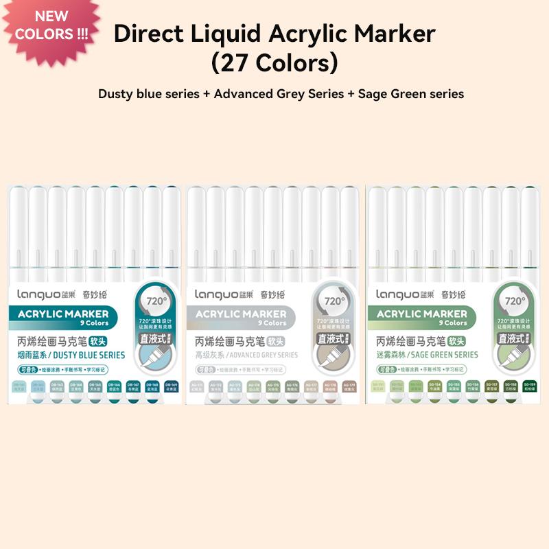 207Colors LANGUO Direct Liquid Acrylic Markers Soft Brush Paint Pen for Manga Graffiti Painting Rock Stone School Art Supplies