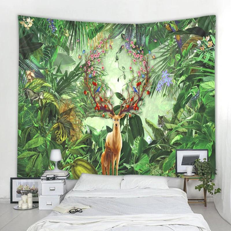 Tropical Jungle Tapestry Lush Greenery Exotic Birds Unique Wall Art for Home Decor Bedroom Nature Lover Gift