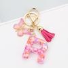 Pink Butterfly Tassel & Resin Sequin Letter Keychain - Backpack Charm for Women