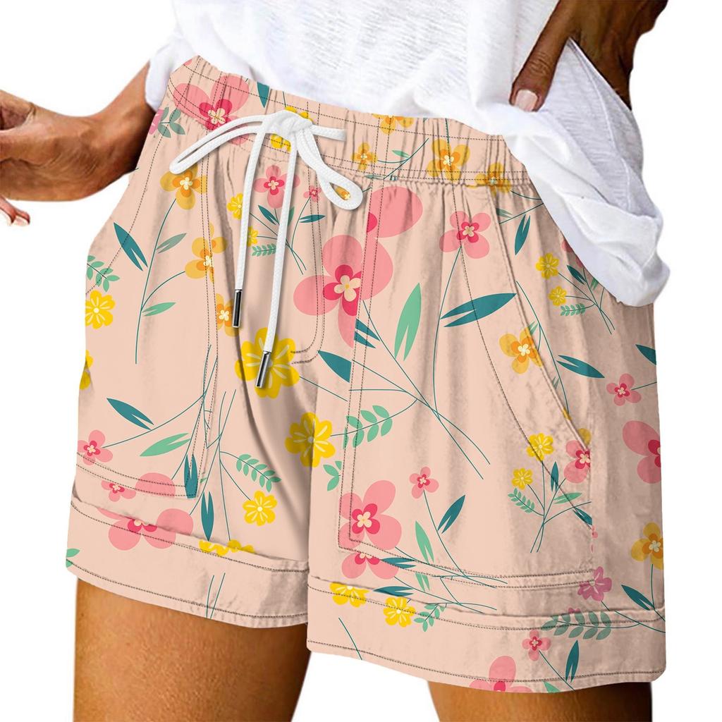 Damen Casual Sommer Elastische Strandshorts Print Casual Shorts