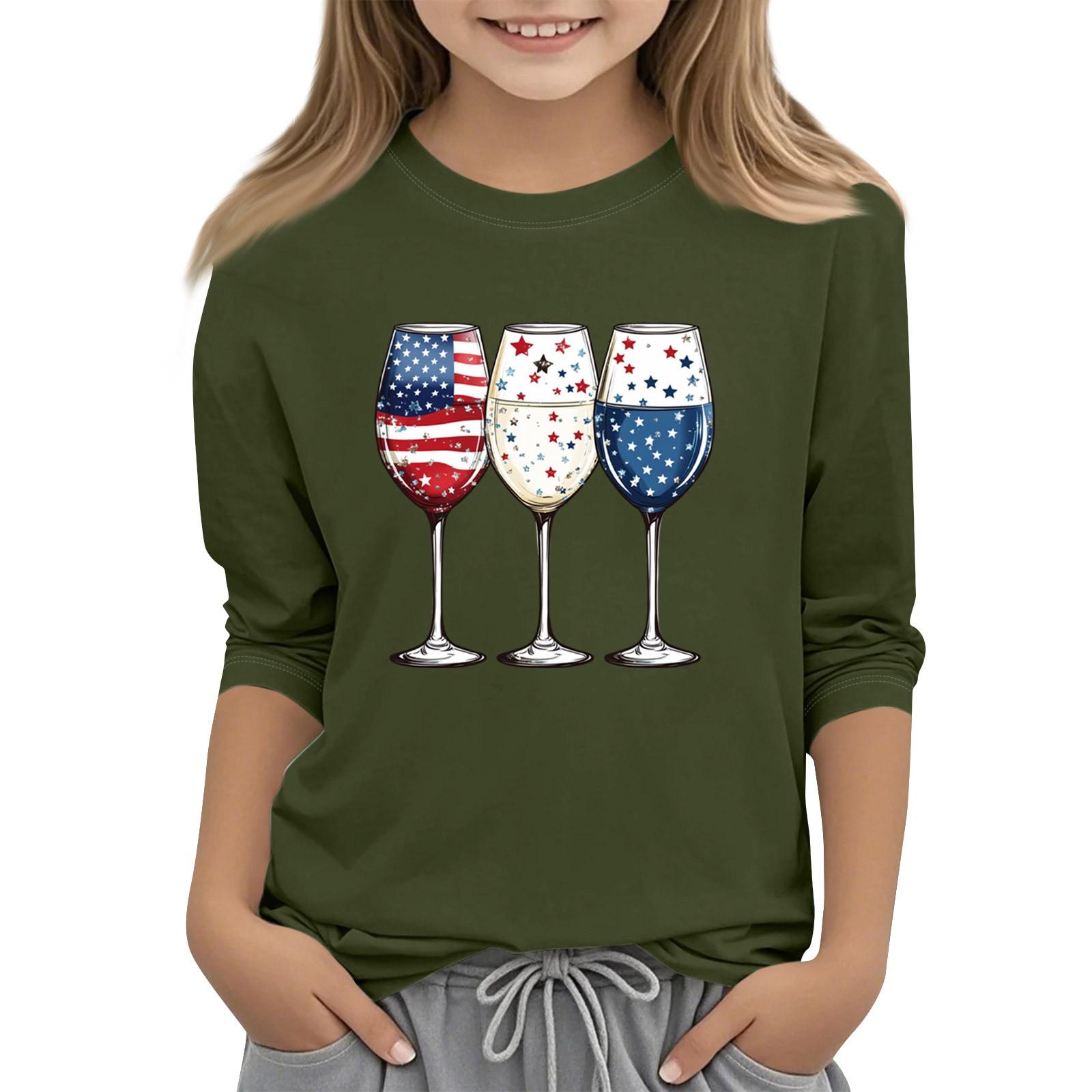 

Детская повседневная футболка с круглым вырезом и принтом «День независимости» с рукавом 3/4 150