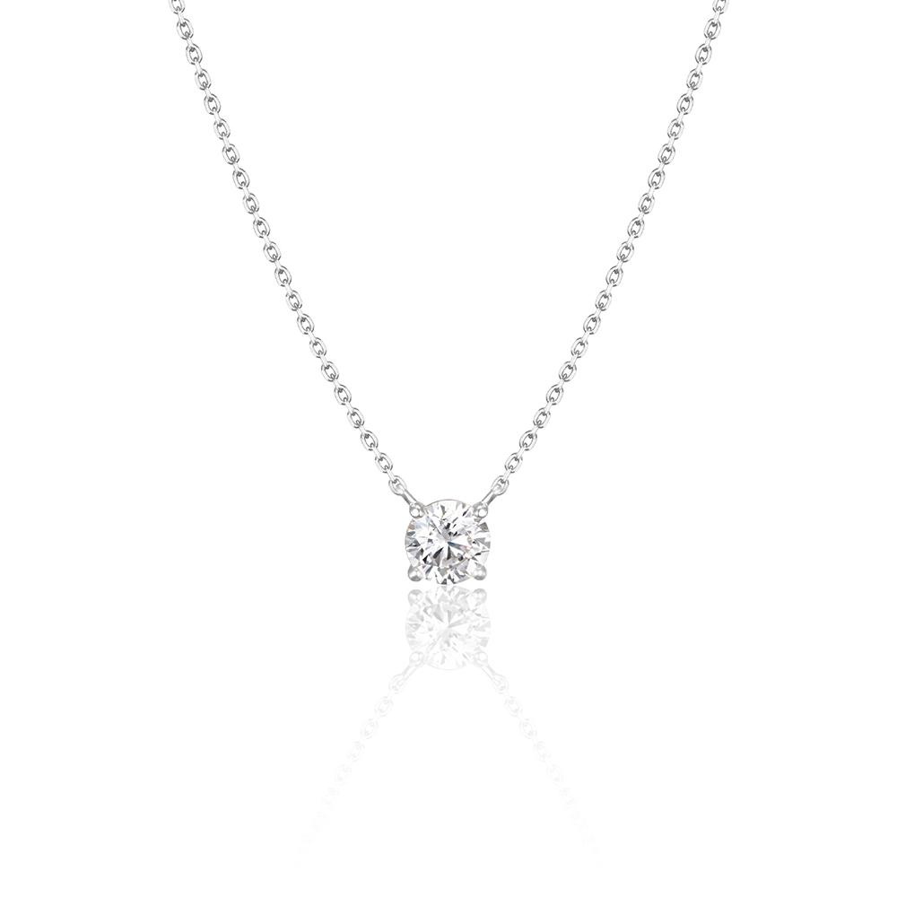 Lunne 14K Round Brilliant 0.5 Carat Moissanite Necklace (14K Gold) #Mon01
