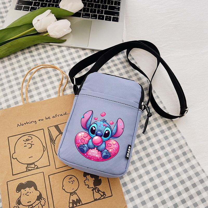 Pattern Stitch Anime Single Shoulder Crossbody Square Bag With Secure Zipper