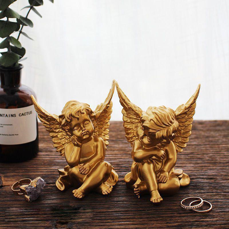 European Retro Resin Angel Statue: Creative Home Desktop Decoration, Wedding Gift Craft.