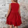 Damen Sommer Mode Farbe Große Größen Rundhals Rüschensaum Weste Lockeres Kleid