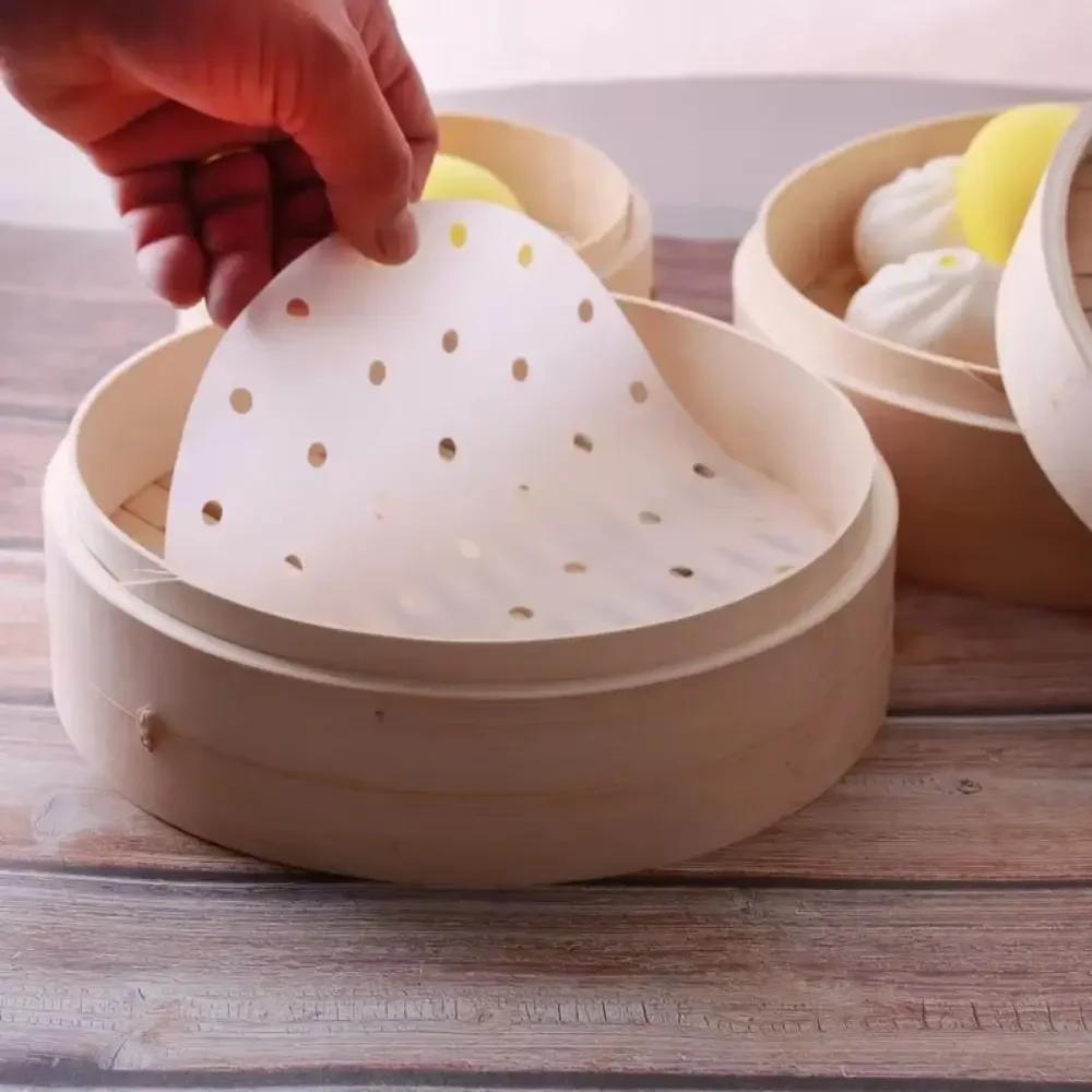 100Pcs New 4/5/6/7/8in Steamer Paper Disposable Round Bread Bakery Paper Buns Pastries Non-stick Paper Kitchen Cooking Tools