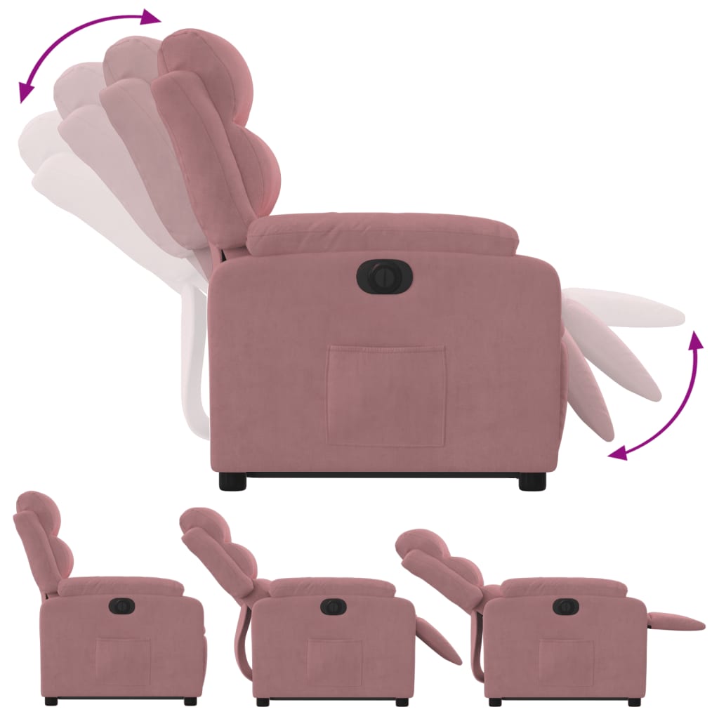 Recliner Chair with Lift Assistance Electric Pink Velvet