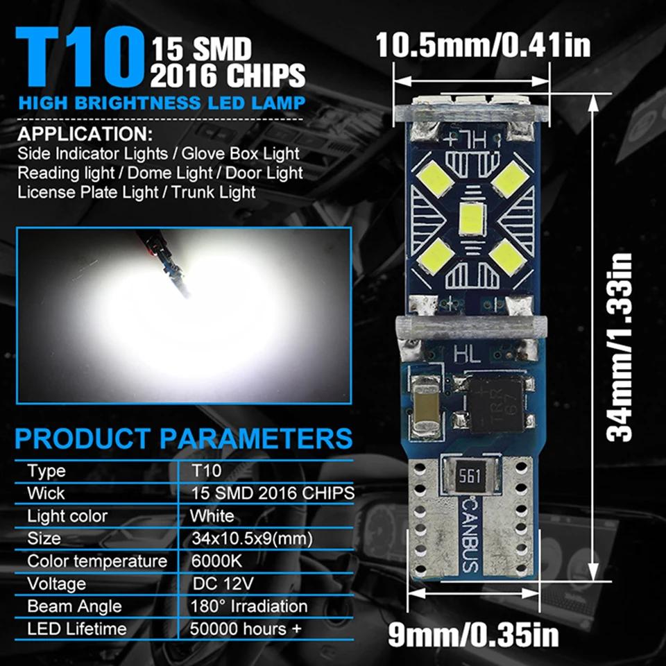 T10 W5W LED 194 Super Bright Car Lights Auto Reading Doom Door Interior Parking DRL Lamp White 12V Drop Shipping Supported