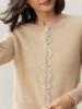 Women's Autumn Cashmere Round Neck Lace Knit Cardigan Sweater - Korean Style, Solid Color, Outerwear Option