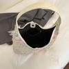 Star Print Frayed Denim Tote Bag Large Capacity Casual Shoulder Handbag for Women