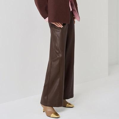 Iveni Women's Elegant Faux Leather Straight-Leg Trousers AEOH661