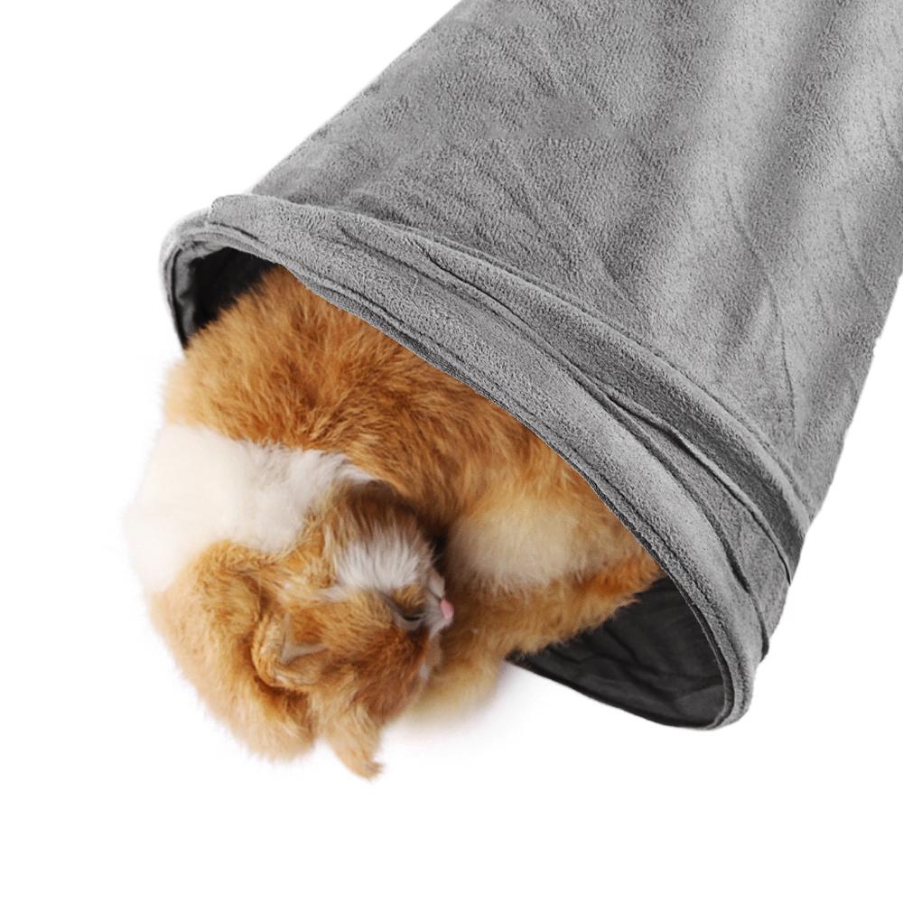 Gray Foldable Cat Tunnel 3 Holes Kitten Drill Bucket Toys Indoor Pet Toy Catwalk Tubing