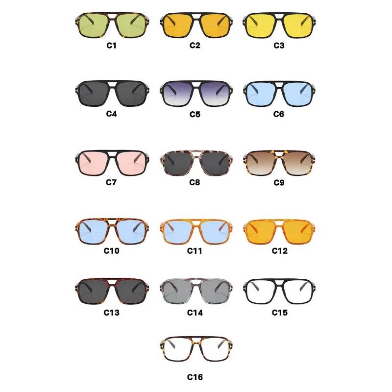 Vintage Classic Brand Designer Double Bridge Square Sunglasses Women For Men Male Luxury Sun Glasses Punk Big Frame Shades UV400