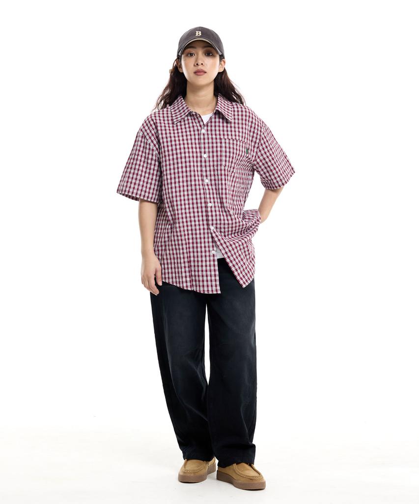 CREAM SODA LAB Front Catbrush Washed Cotton Elastic Waist Pants Black