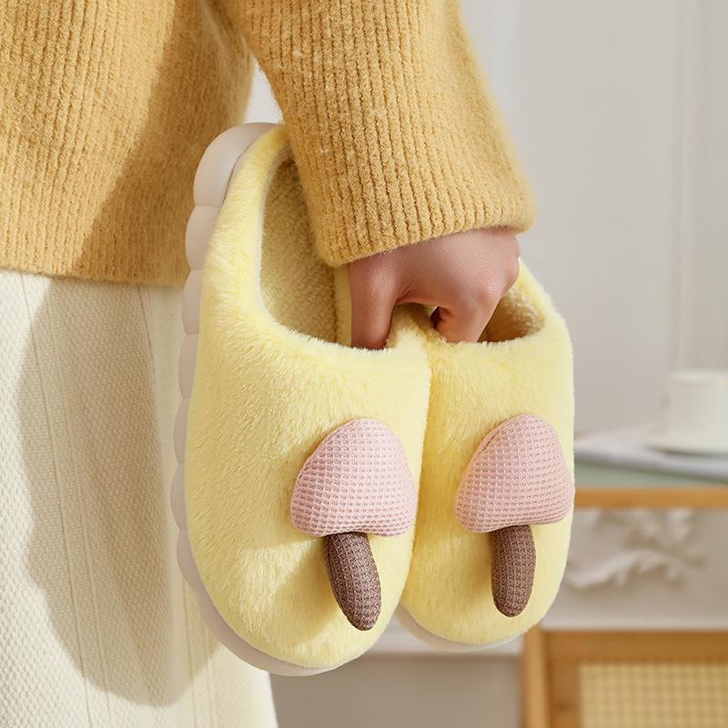 Mushroom-Shaped Plush Slippers: Stylish, Cozy Cotton for Men & Women - Autumn/Winter 2025
